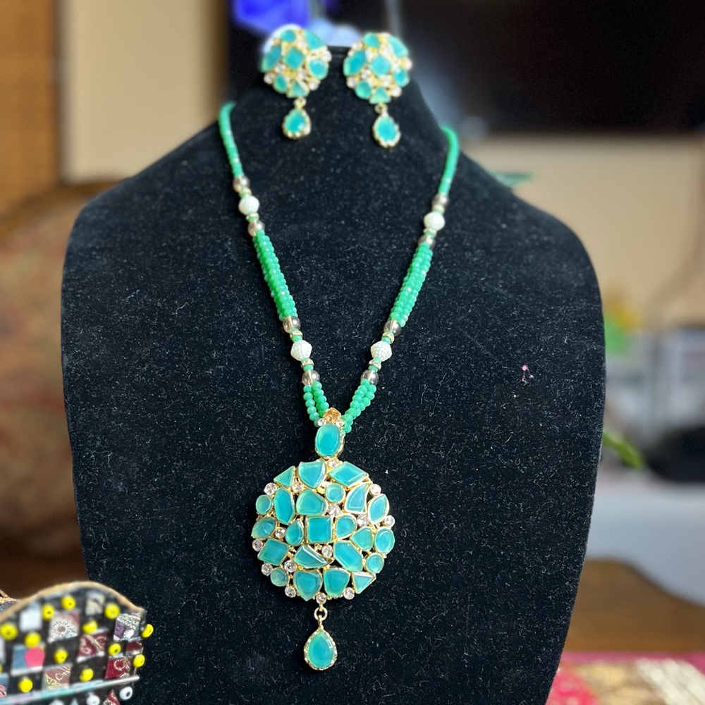 Turquoise Egyptian Stone Long Necklace